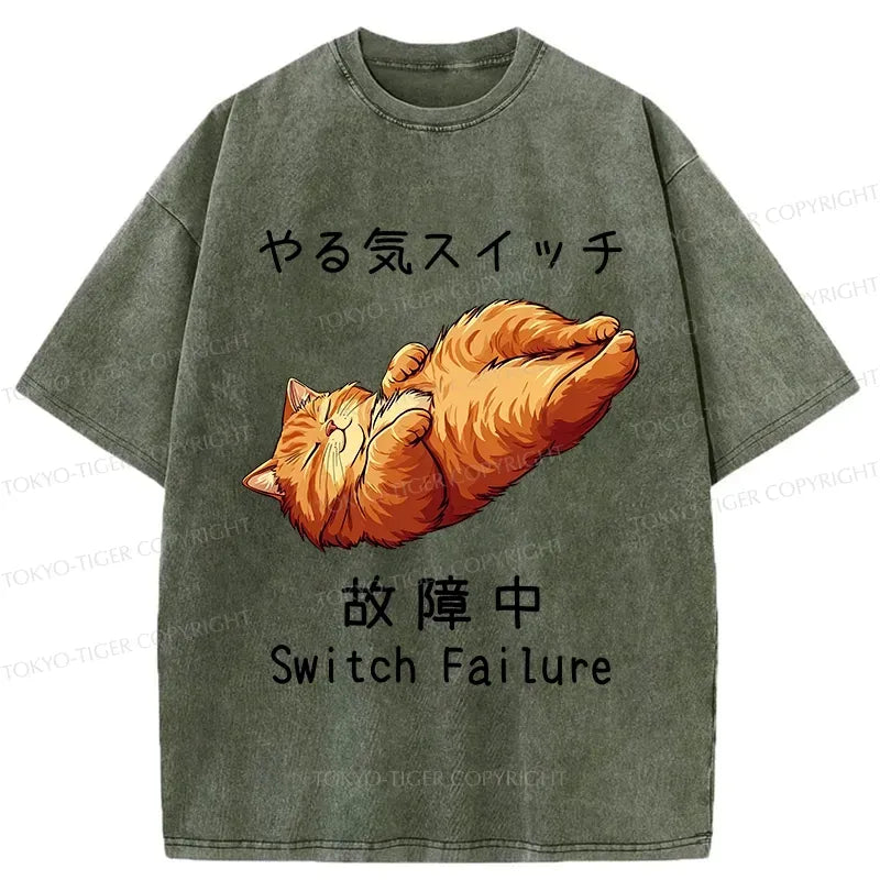 Japanese Washed Cat T-Shirt Streetwear
