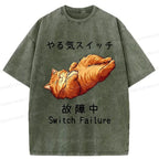 Japanese Washed Cat T-Shirt Streetwear