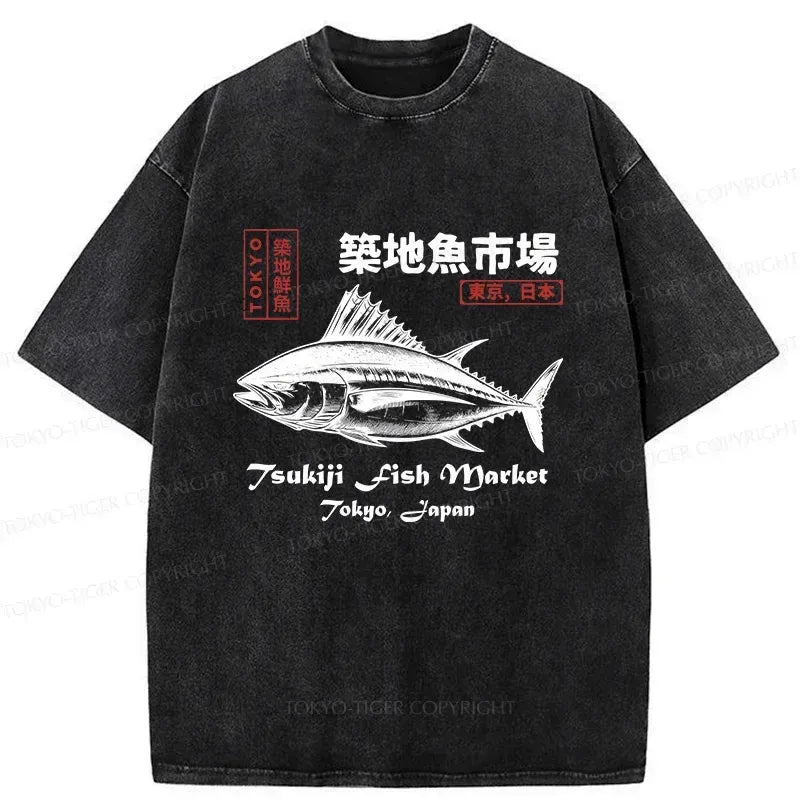 Kyoto-Lion Vintage Tokyo Fish Market Washed T-Shirt