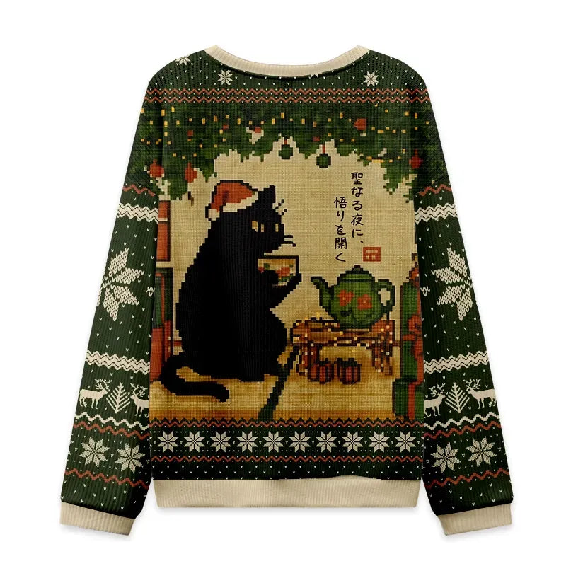 japanese cat ugly christmas sweatshirt