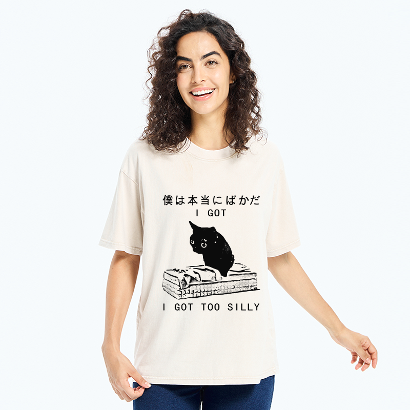 Funny Japanese Washed T-Shirt for Daily Wear