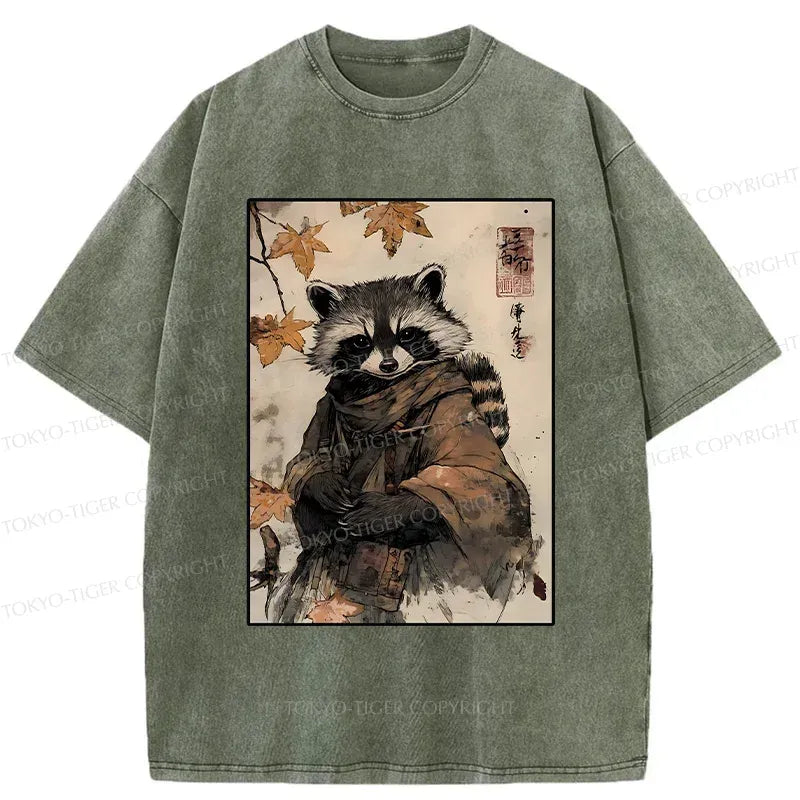 Kyoto-Lion Raccoon Ninja Washed T-Shirt