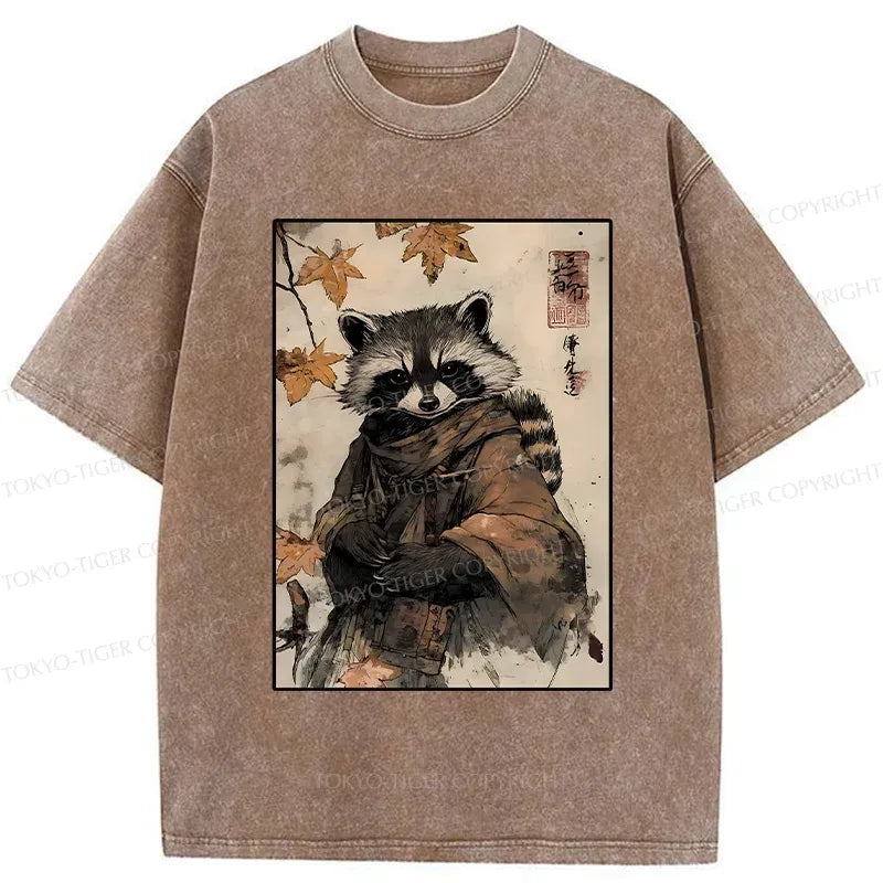 Kyoto-Lion Raccoon Ninja Washed T-Shirt
