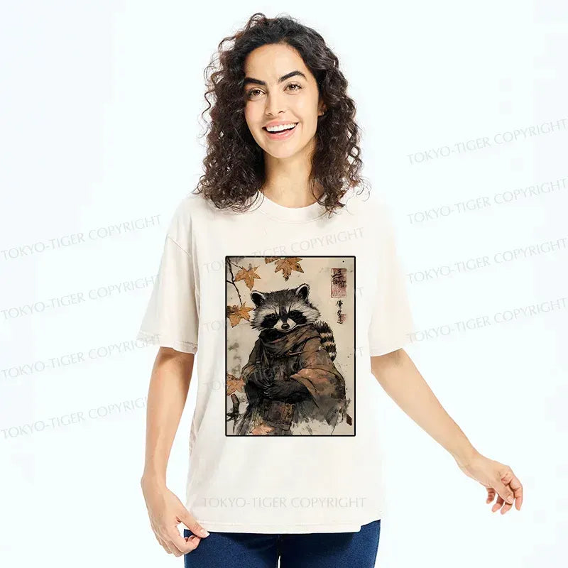 Kyoto-Lion Raccoon Ninja Washed T-Shirt