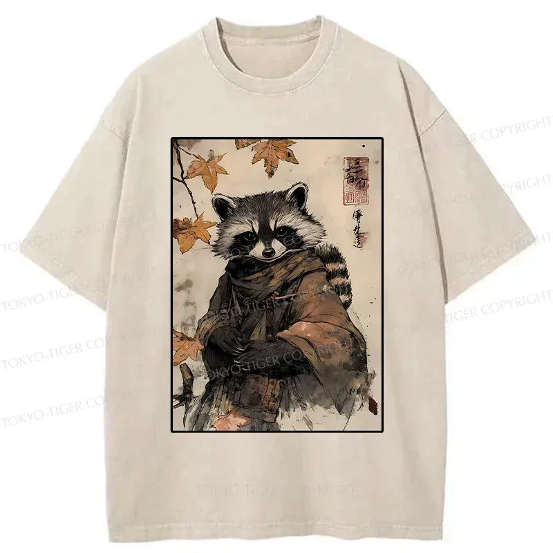 Kyoto-Lion Raccoon Ninja Washed T-Shirt