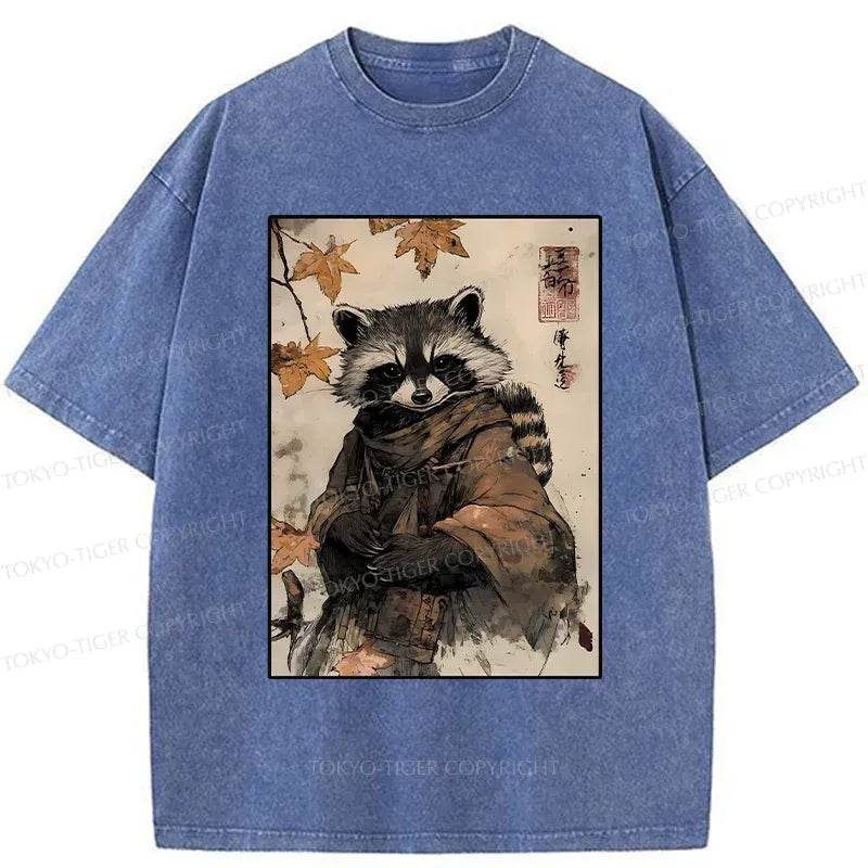 Vintage Japanese Raccoon Ninja T-Shirt on Sale