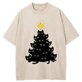 Kyoto-Lion Black Cat Christmas Tree Washed T-Shirt
